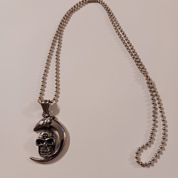 Gunmetal Skull Ball Bead Necklace - Picture 4 of 6